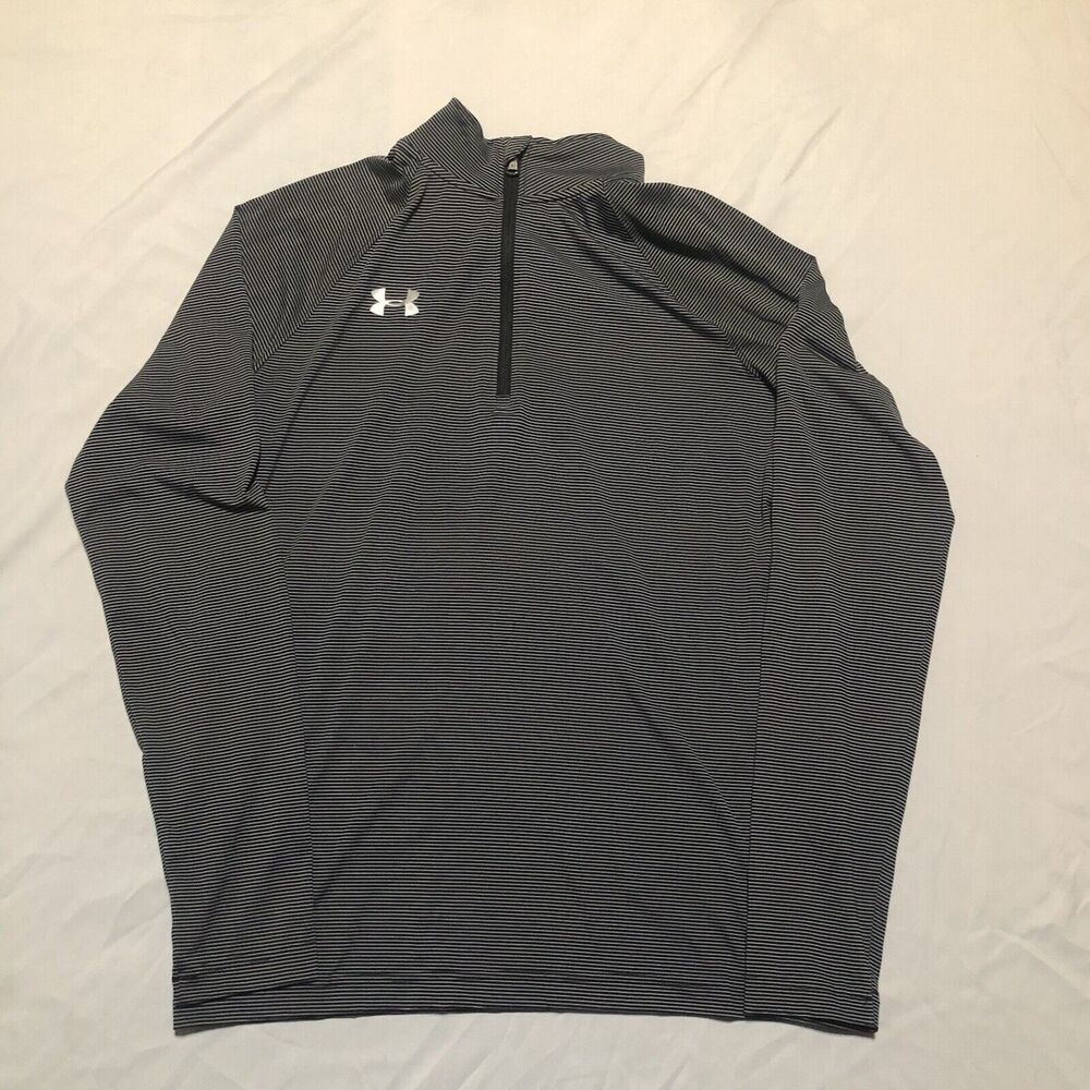 Under Armour Shirt 1/4 Zip Long Sleeve Striped Performance Shirt Men's S Loose
